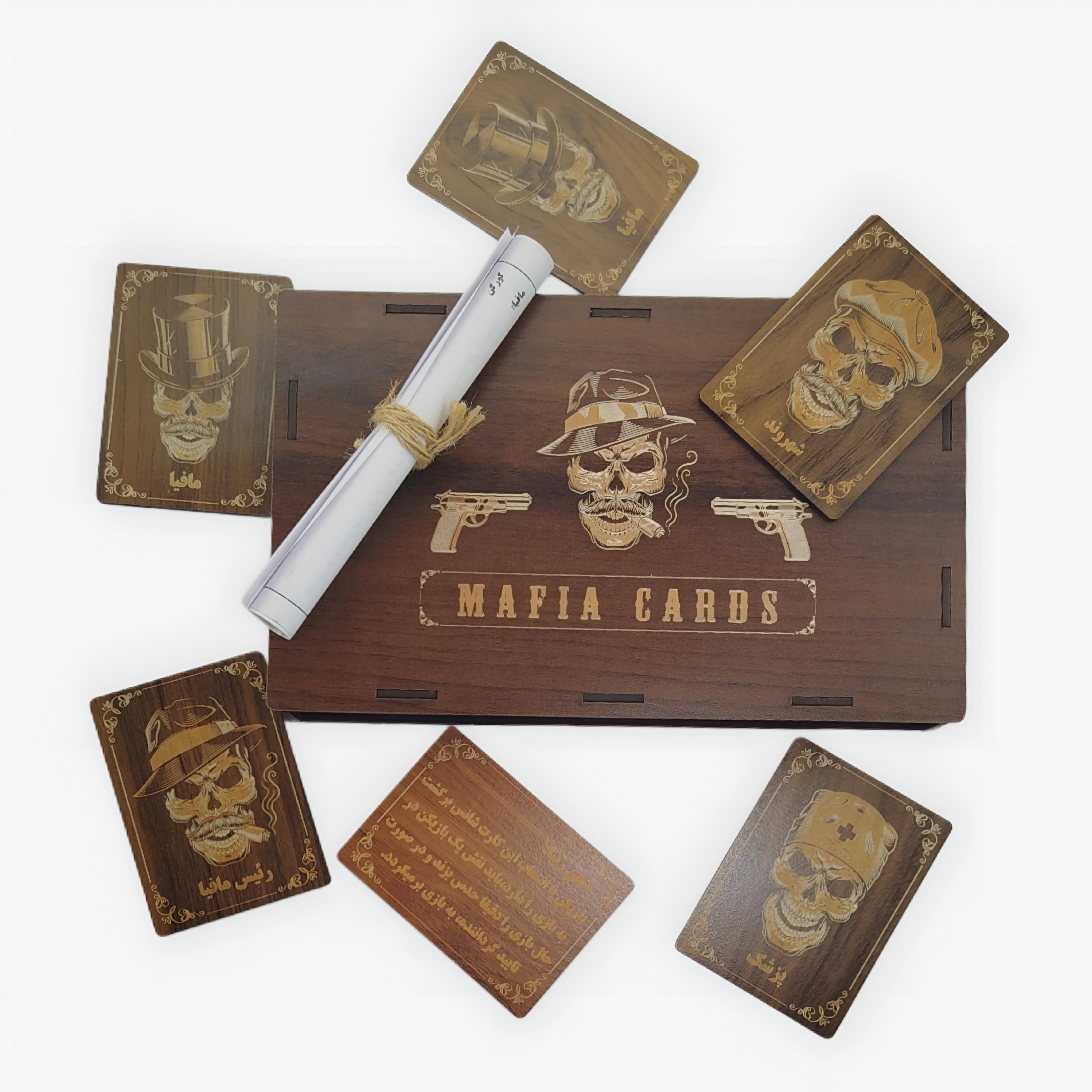 بازی فکری مافیا (Mafia Cards) با جعبه چوبی