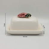 کره و پنیر خوری سرامیکی درب دار فانتزی ، کره خوری طرح گل رز ، کره خوری سرامیکی گل رز