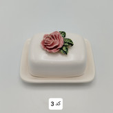 کره و پنیر خوری سرامیکی درب دار فانتزی ، کره خوری طرح گل رز ، کره خوری سرامیکی گل رز