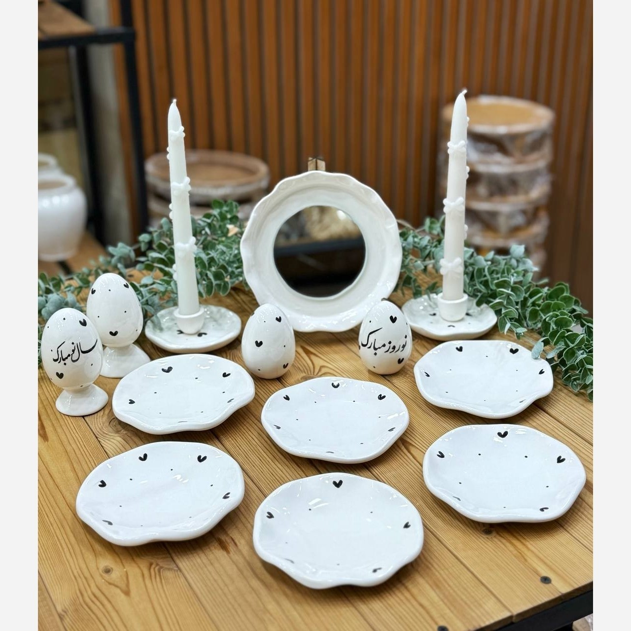 هفتسین سرامیک دفرمه قلبی و گل سرخی